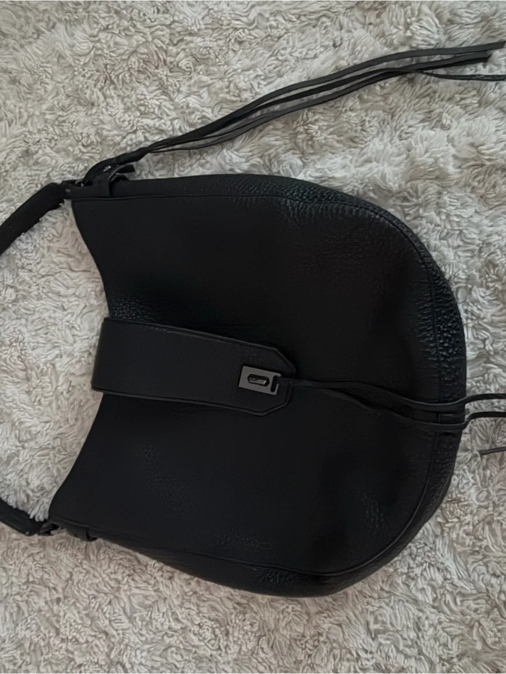 Rebecca Minkoff Black Curved Leather Shoulder Bag
